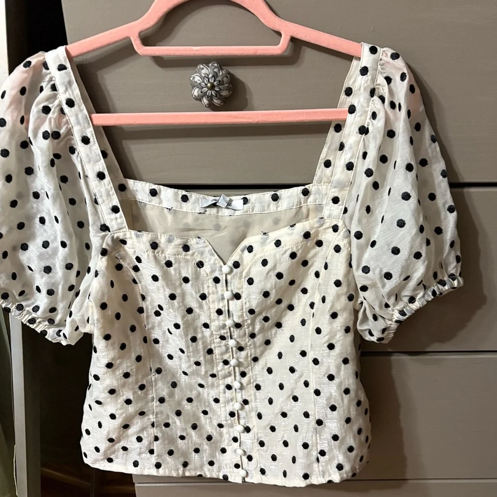 Madewell Polka Dot Puff Sleeve Top